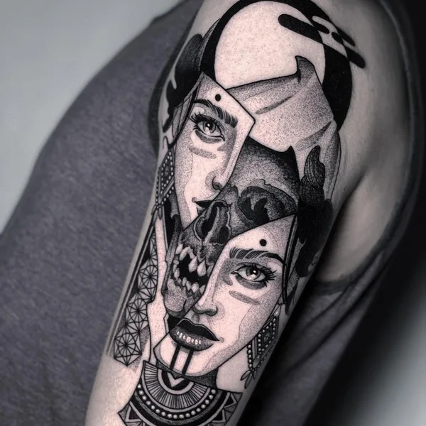 Graphic tattoo by Zach Donn in Denver