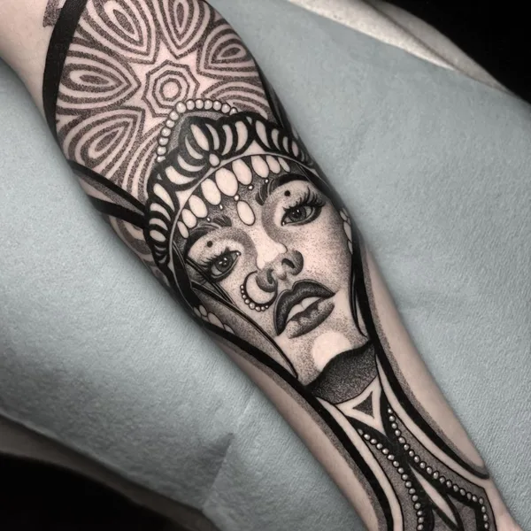 Graphic tattoo by Zach Donn in Denver