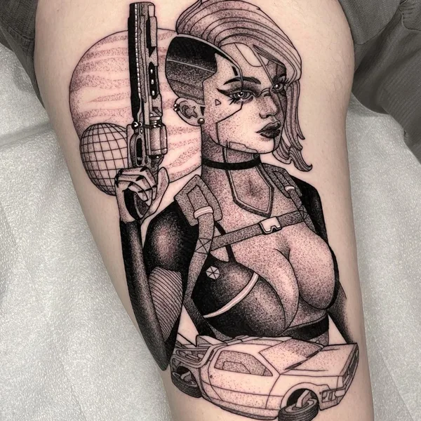 Graphic tattoo by Zach Donn in Denver