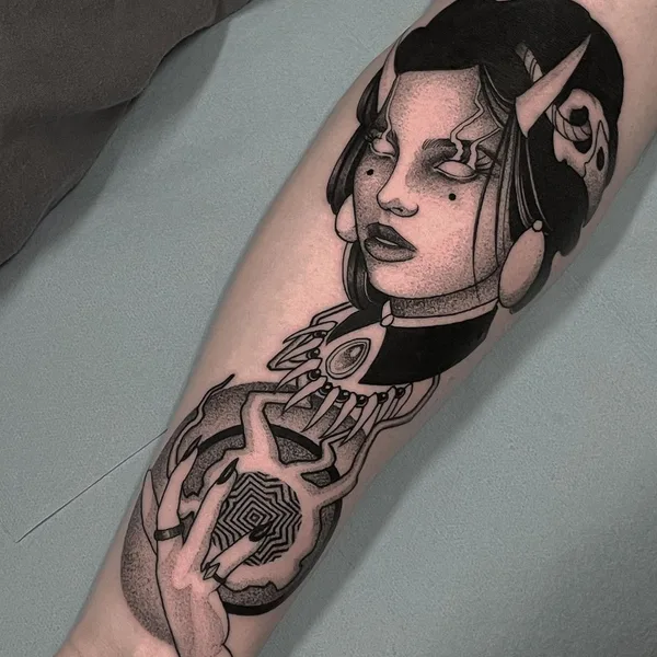 Graphic tattoo by Zach Donn in Denver