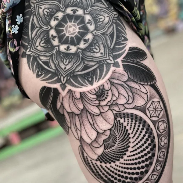 Graphic tattoo by Zach Donn in Denver