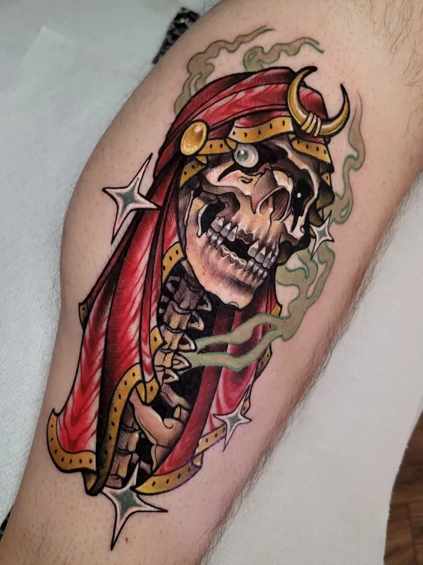 color neo traditional tatouage sur calf #42554 | Artiste tatoueur Shannon Gamerl