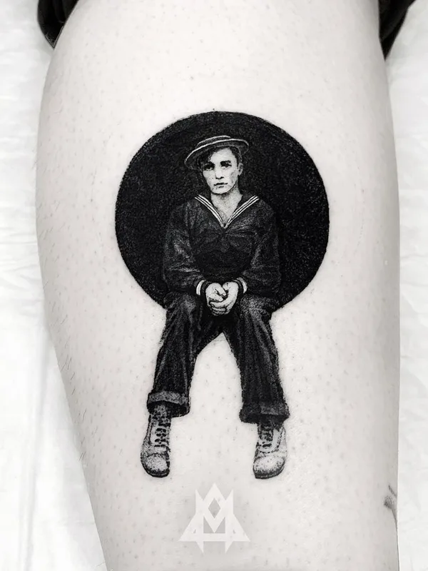 black and grey black and grey tattoo on calf #43307 | Tattoo Artist Дмитрий Маринченков