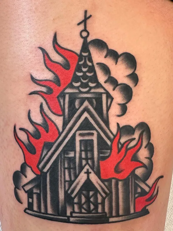 color traditional Tatuaggio su thigh #59827 | Tatuatore REMPE TATTOO