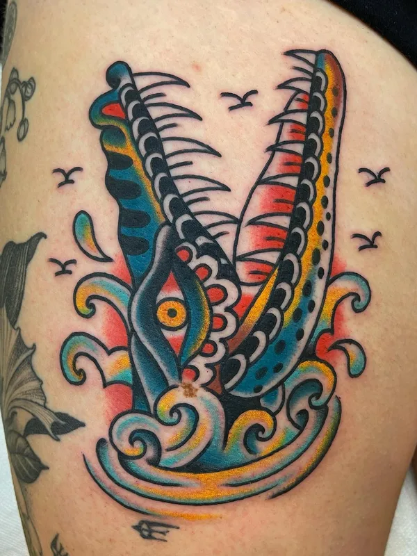color traditional Tatuaggio su thigh #59820 | Tatuatore REMPE TATTOO