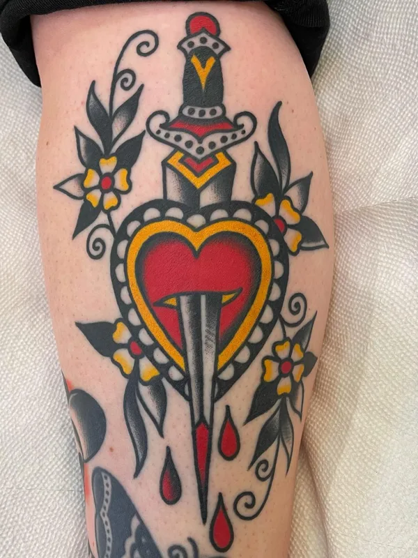 color traditional Tatuaggio su calf #59826 | Tatuatore REMPE TATTOO