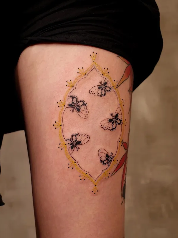 color linework 타투 부위 thigh #38127 | 타투이스트 Nyoung