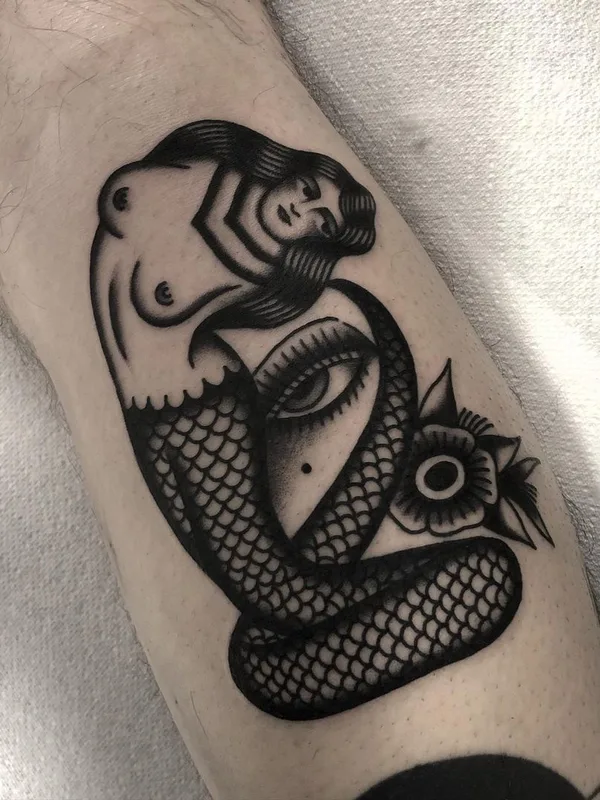 black and grey blackwork 타투 부위 calf #46099 | 타투이스트 Heath Clifford