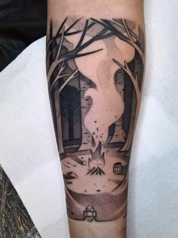 black and grey blackwork tatuaje en forearm #46121 | Tatuador Krzysztof Futro