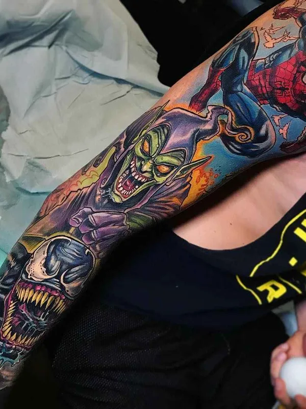color comic татуировка на full sleeve #17425 | Тату мастер Derek Turcotte