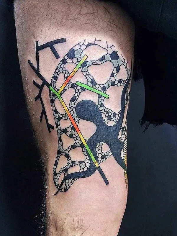 color abstract tattoo on thigh #13495 | Tattoo Artist Roman Shcherbakov