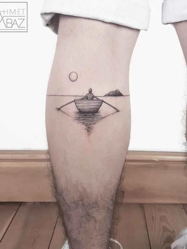 female color miniature tatuaje en calf #15546 | Tatuador Ahmet Cambaz