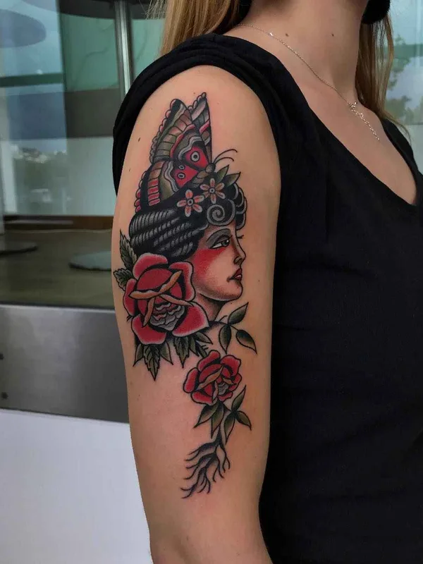 female color neo traditional татуировка на upper arm #16503 | Тату мастер Дмитрий Речной