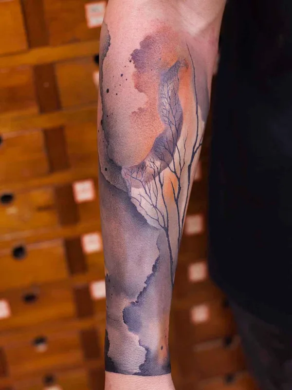 female color watercolor татуировка на arm #14338 | Тату мастер Chen Jie