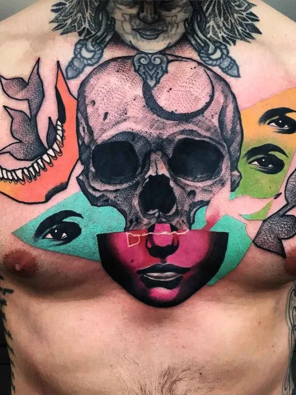 male color surrealism 타투 부위 chest #15590 | 타투이스트 Andrew Little Andy Marsh