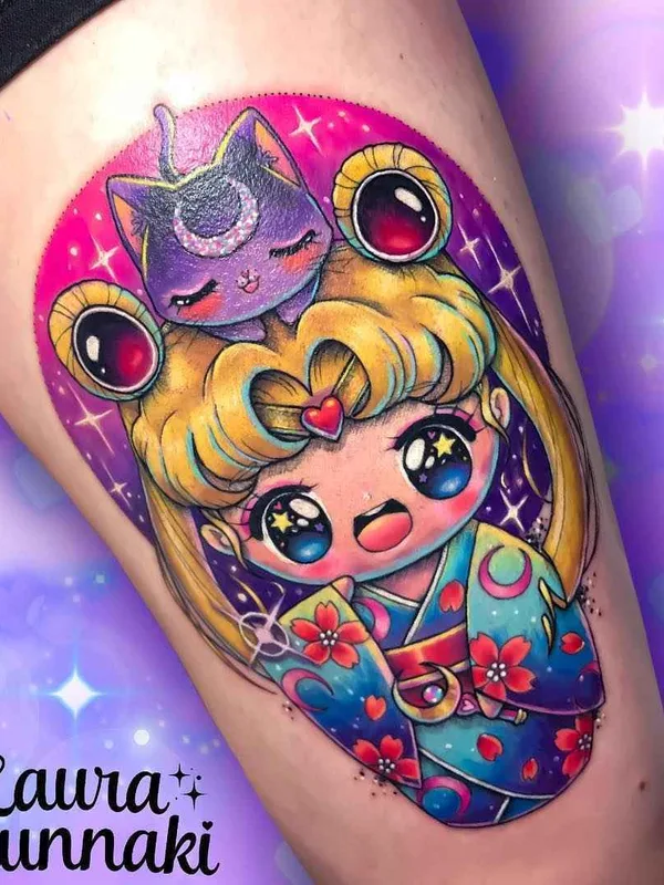female color illustrative, anime татуировка на forearm #13447 | Тату мастер Laura Annunaki