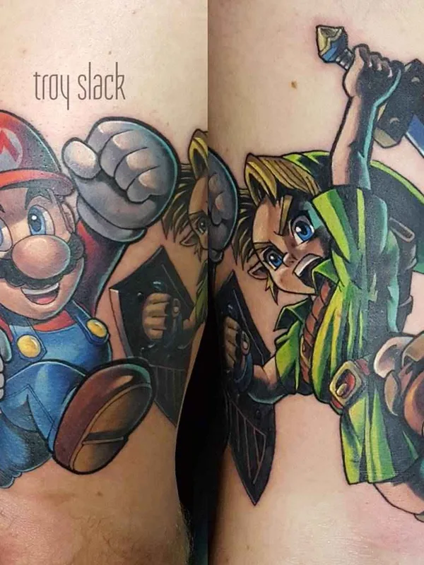 New School tattoo by Troy Slack