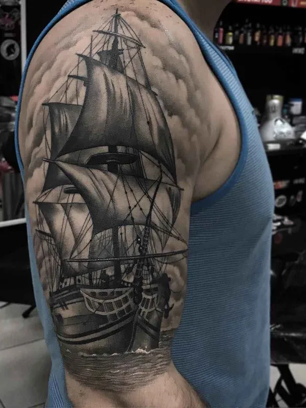 male black and grey realism татуировка на full sleeve #14086 | Тату мастер Alejandro Mazakre