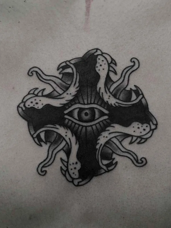 black and grey blackwork татуировка на chest #14644 | Тату мастер Andrey Kichatov