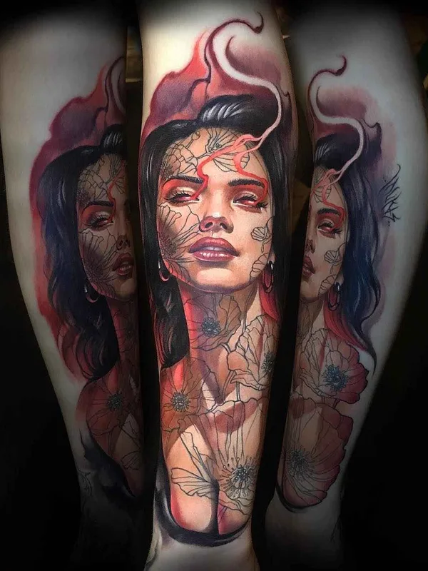 female color realism tattoo on forearm #14517 | Tattoo Artist Benjamin Laukis