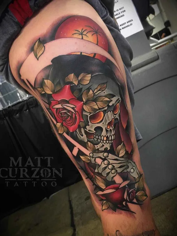 color neo traditional Tatuaggio su thigh #13520 | Tatuatore Matt Curzon
