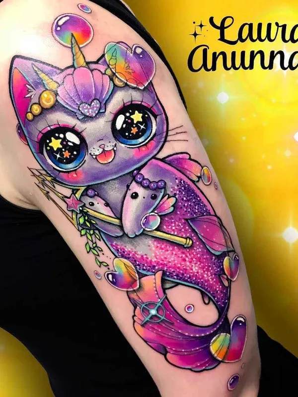 female color illustrative, anime татуировка на forearm #13448 | Тату мастер Laura Annunaki