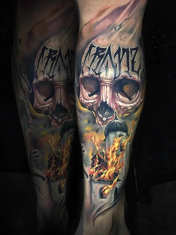 color realism tattoo on calf #14515 | Tattoo Artist Benjamin Laukis