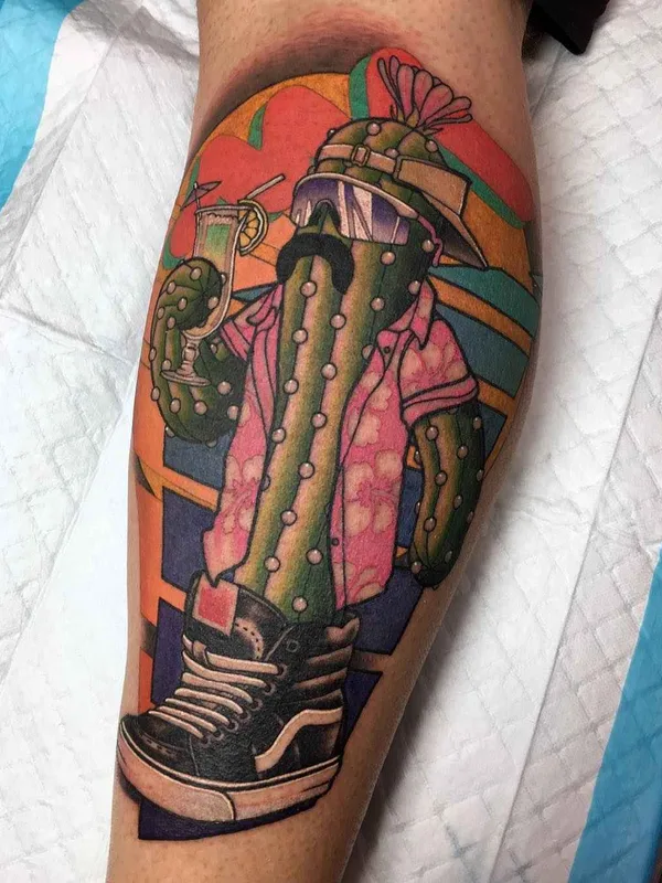 color illustrative Tatuaggio su calf #14868 | Tatuatore Leisure Brodie Bandit