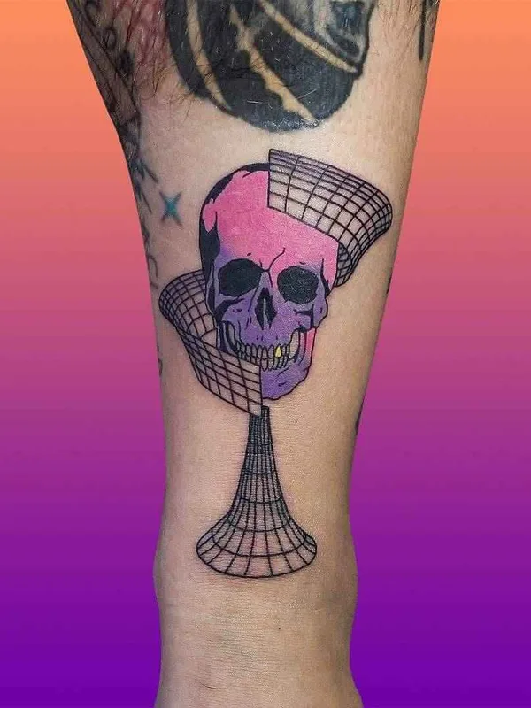 color geometric tattoo on calf #13504 | Tattoo Artist Roman Shcherbakov