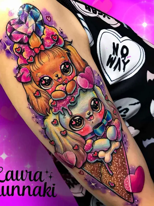 female color illustrative, anime татуировка на forearm #13450 | Тату мастер Laura Annunaki