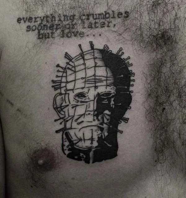 male black blackwork татуировка на chest #14645 | Тату мастер Andrey Kichatov