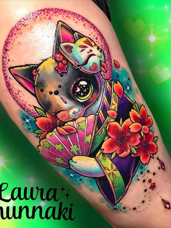female color illustrative, anime татуировка на forearm #13451 | Тату мастер Laura Annunaki