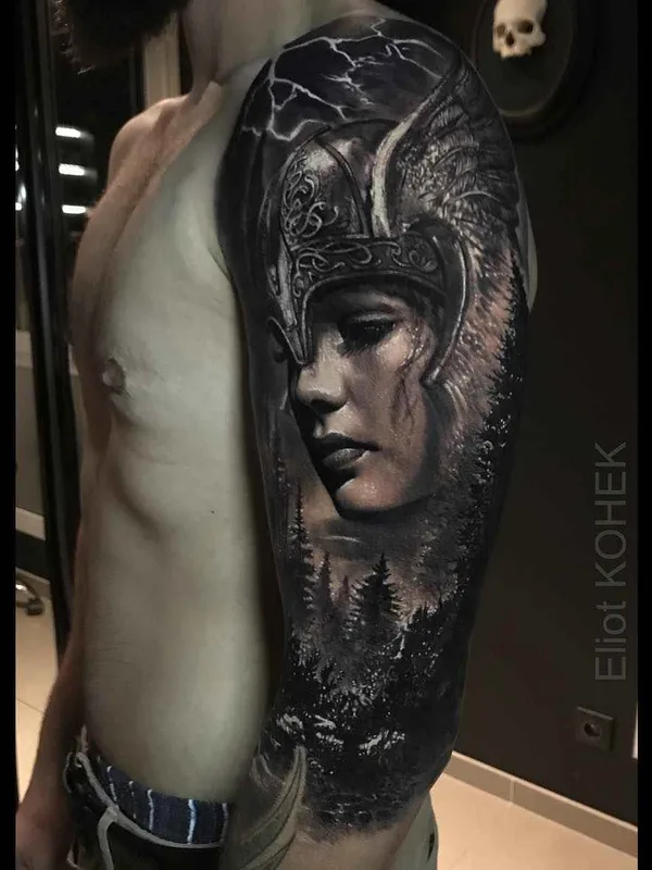 black and grey realism Tatuaggio su full sleeve #16527 | Tatuatore Eliot Kohek