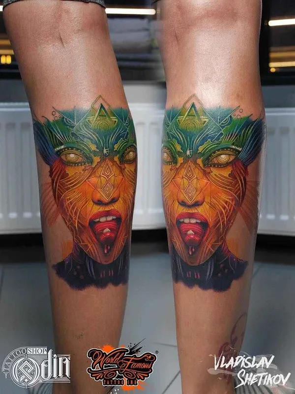color realism tattoo on calf #15784 | Tattoo Artist Vladislav Shetikov