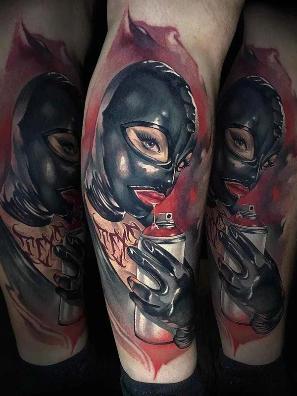 female color realism tattoo on thigh #14518 | Tattoo Artist Benjamin Laukis
