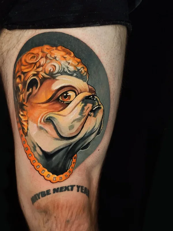 color realism tatouage sur thigh #49038 | Artiste tatoueur Азат Камалетдинов
