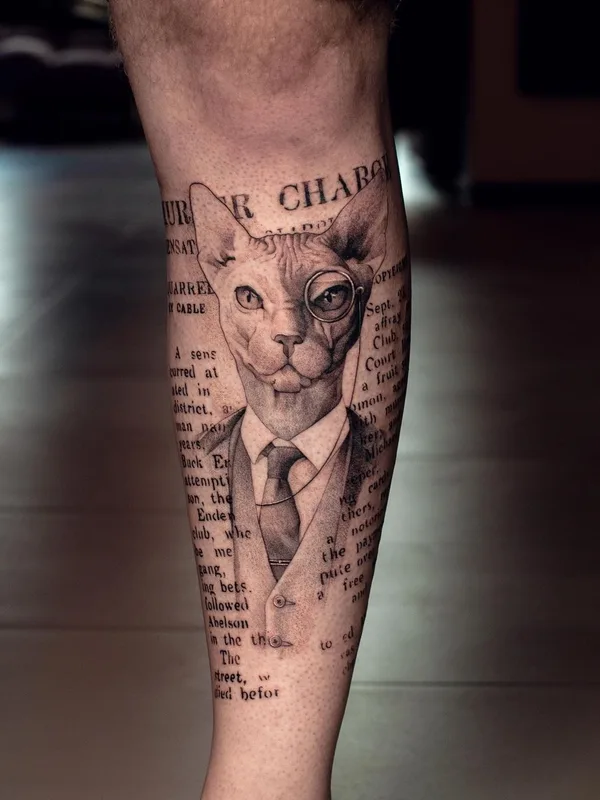 black and grey realism татуировка на calf #49058 | Тату мастер Вася Чех