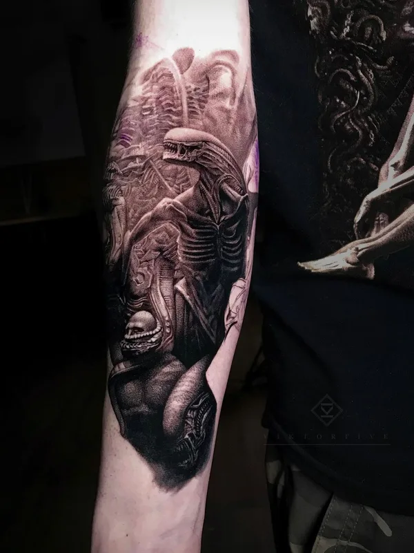 Biomechanical tattoo by Виктор Белый in Краснодар