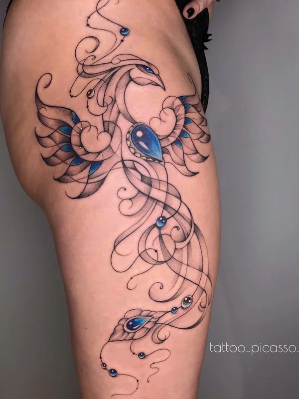 female color ornamental Tatuagem em thigh #49114 | Tatuador Александр Яворский