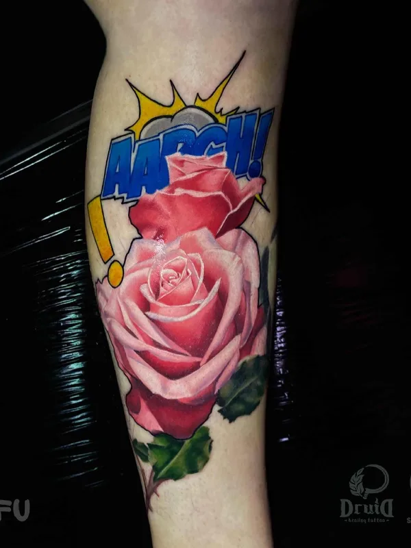 color realism tattoo on calf #49119 | Tattoo Artist Владимир Цыцов