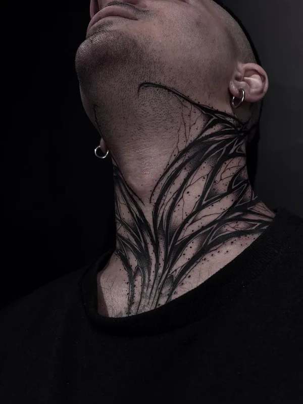 male black blackwork tatuaje en neck #63063 | Tatuador ajnatattoos