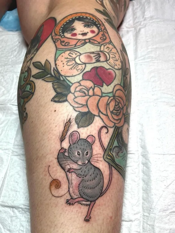 color neo traditional tattoo on calf #63074 | Tattoo Artist Shaun Dean