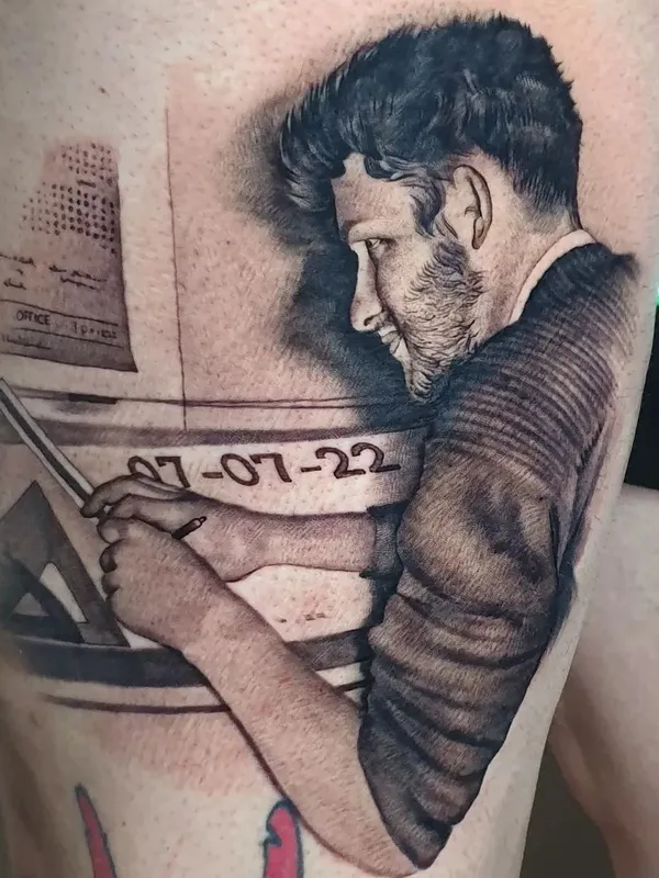 male black and grey realism татуировка на thigh #63096 | Тату мастер Bryan Graham Du Rand