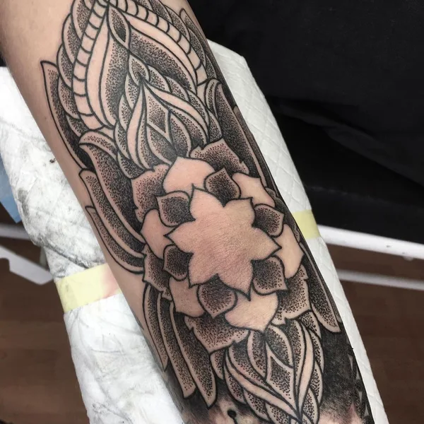 Ornamental tattoo by Jon James Case in Wilderness