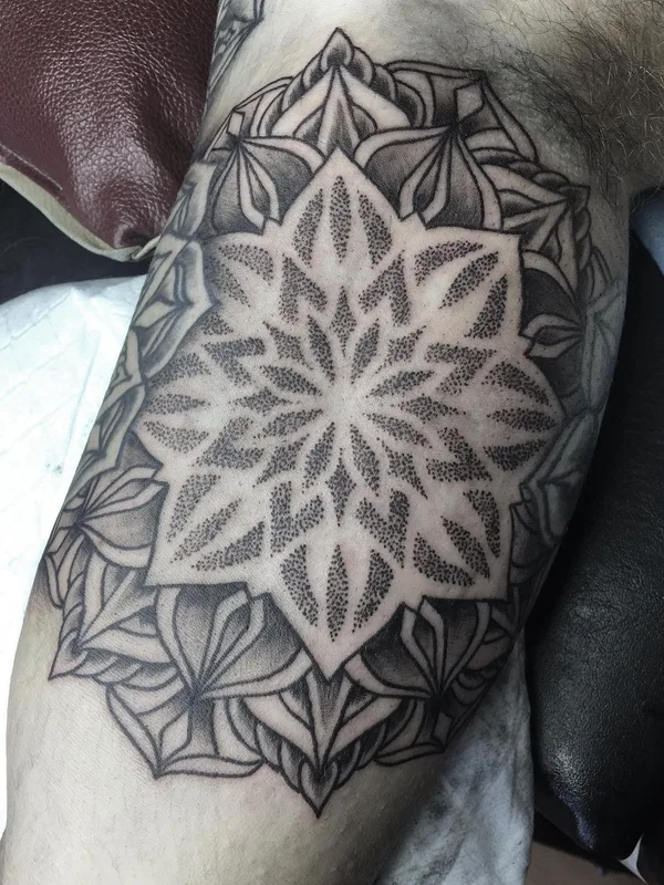 black and grey mandala tattoo on forearm #63105 | Tattoo Artist Jon James Case