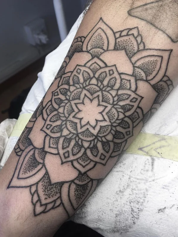 black mandala tattoo on forearm #63101 | Tattoo Artist Jon James Case