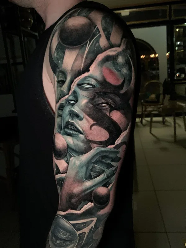 color realism татуировка на full sleeve #63117 | Тату мастер Callum Els