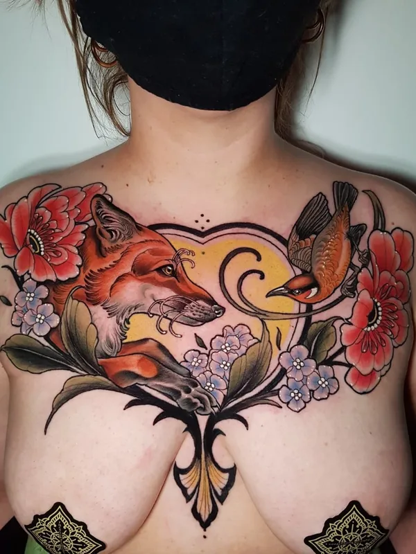 female color neo traditional татуировка на chest #63128 | Тату мастер Rocio Todisco