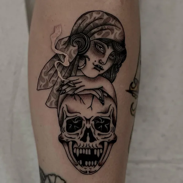 Traditional tattoo by Waldo Del Rocca in Cape Town