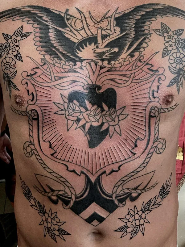male black blackwork 纹身 在 chest #63145 | 纹身师 Waldo Del Rocca